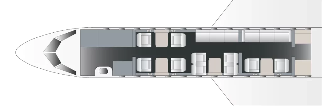 Outline floorplan Bombardier Global 5000